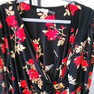 NWT - Calvin Klein Floral Faux-Wrap Dress, Size XL